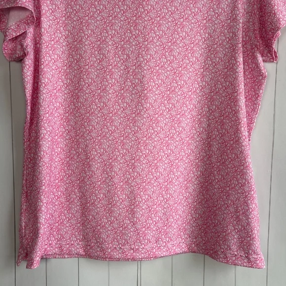Rhoback women size L short sleeve polo shirt pink ribbon preppy golf tennis - Picture 9 of 12